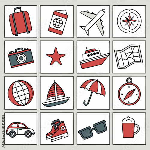 travel icons set vector illustration