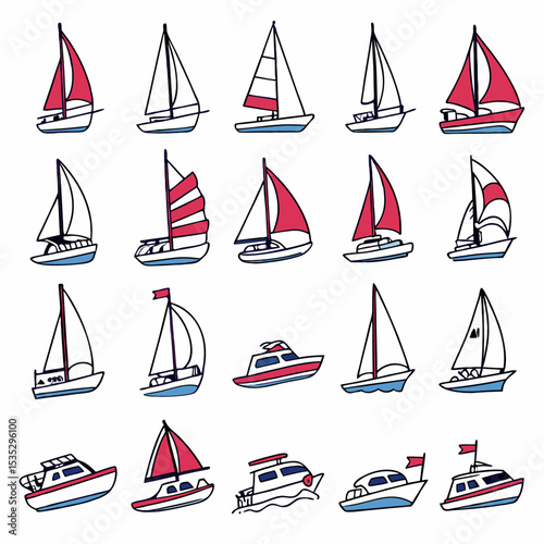 set of sailing boats