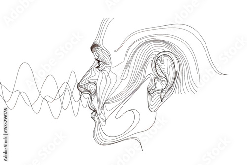 Continuous One-Line Drawing of a Human Ear - Minimalist Anatomical Art.