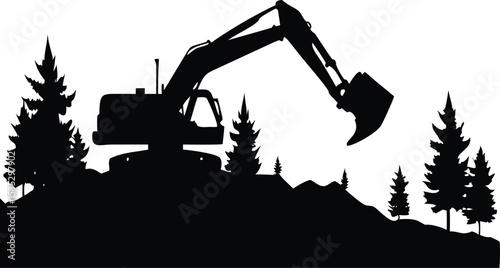 Heavy construction equipment like excavators, loaders, and shovels are essential machinery for digging and transport in the building and mining industries