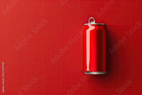 Premium Quality Image of Red Tin Can Red Tin Can Soda Seen From Above