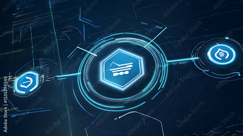 Layered neon schematics form intricate cybersecurity dashboards nodes pulsing threat indicators comprehensive k interface animation illustrates complex digital defence es documentaries conference
