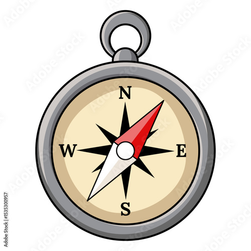 Navigation Compass Icon: Isolated Vector Symbol for Travel and Direction