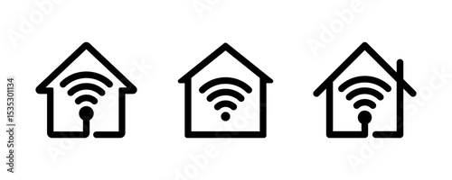 Smart home icon set. Smart home control device icon. Smart house with automation control system icon. Technology concept.