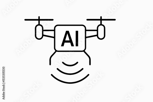 AI Powered Drone Icon A Clean and Modern Representation of Artificial Intelligence Integration in Drone Technology for Surveillance Delivery and Autonomous Operations with a Minimalist