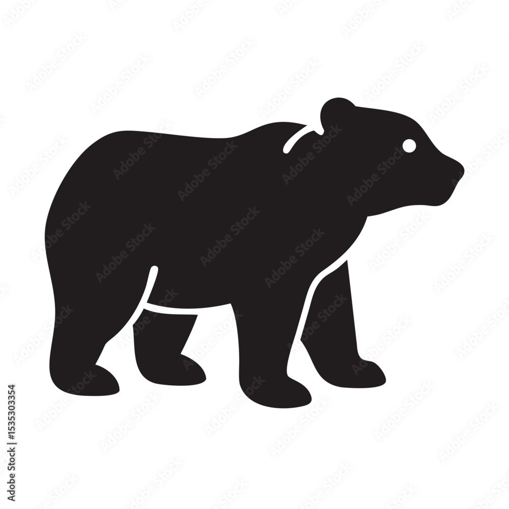 Fototapeta premium Simple black silhouette of a bear walking