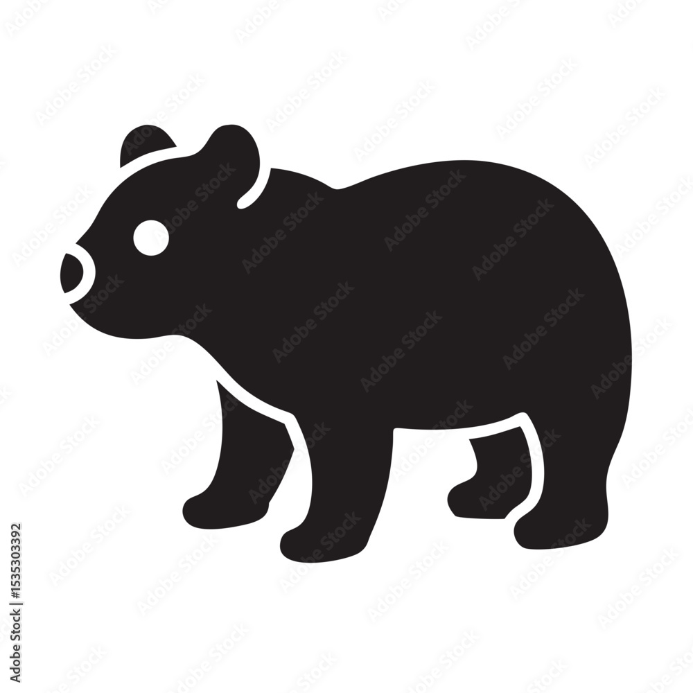 Obraz premium Simple Black Bear Silhouette Illustration