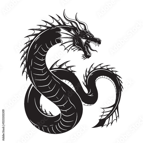 Epic Leviathan Guardian of the Ocean Depths Concept Graphic, with a Strong, Brave Form - leviathan silhouette - leviathan vector - silhouette of leviathan
