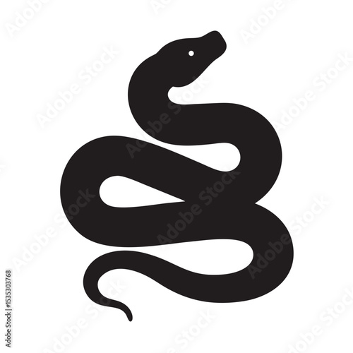 Minimalist Dark Snake Illustration on Black Background for Graphic Design Projects