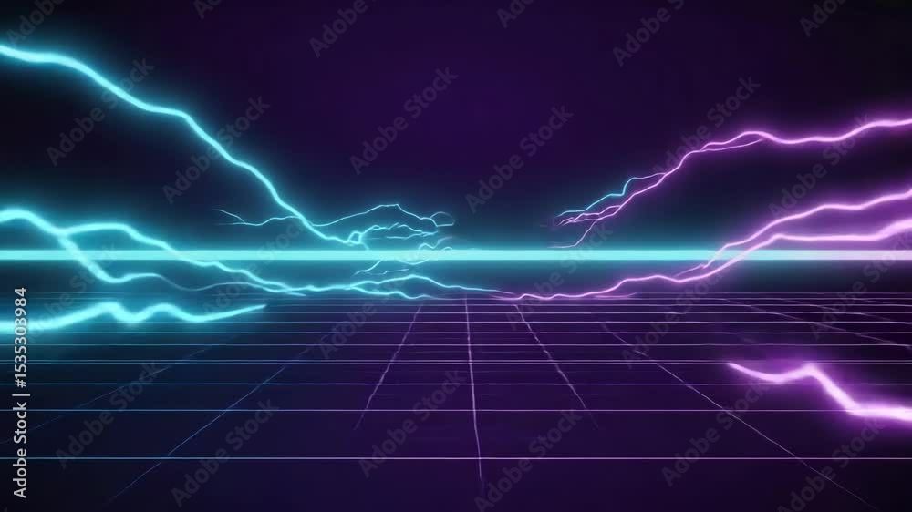Striking visual representation of electric energy in a digital landscape during a futuristic ambiance at night Striking visual representation of electric energy in a digital landscape during a futuristic ambiance at night