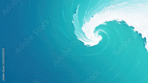 Abstract view of powerful breaking wave swirling motion high fidelity vibrant blue and white colors dynamic ocean energy nature force emotional impact water texture sea movement artistic style