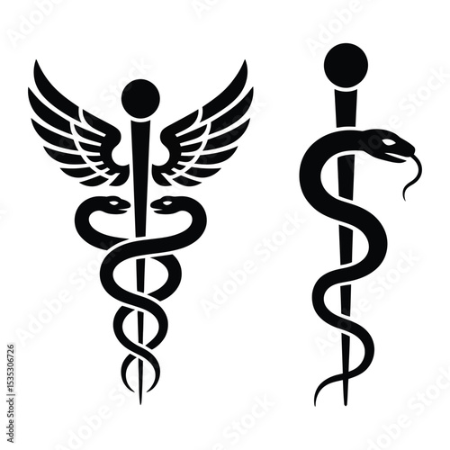 Vector Icon of Medical Snake – Healthcare Symbol Illustration

