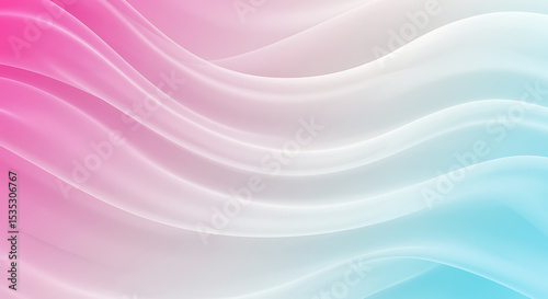 Abstract background of flowing wavy gradient in pink white and blue colors