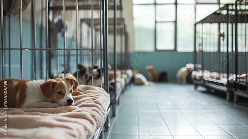 Shelter Interior with Various Adoptable Pets