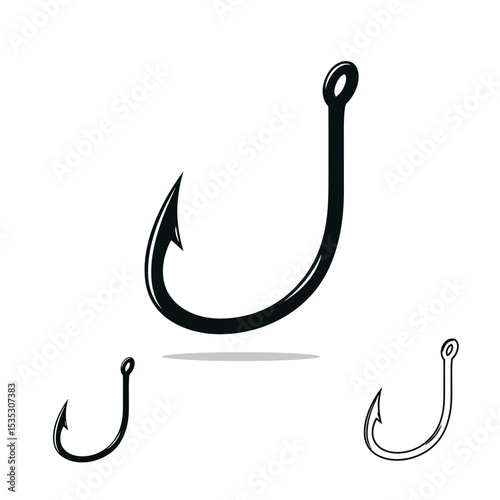 Fishing hook. Fish hook, Simple icon. Black on white background