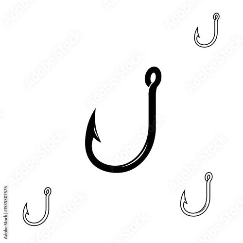 Fishing hook. Fish hook, Simple icon. Black on white background