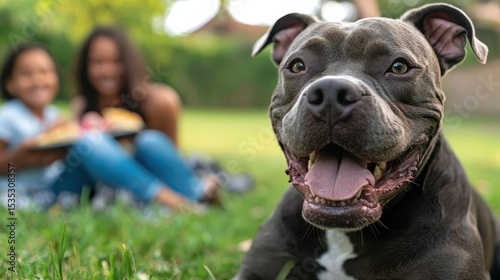 Family Enjoying Picnic with Adopted Dog