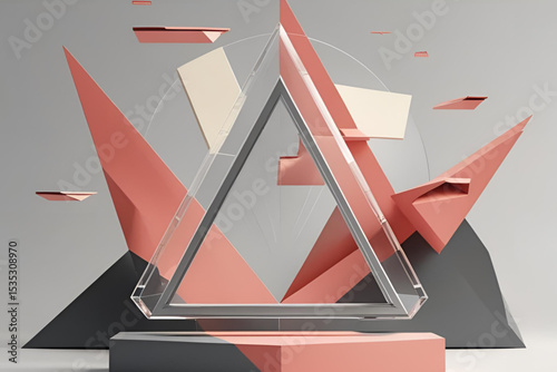 3d render of a red arrow symbol made of many spheres