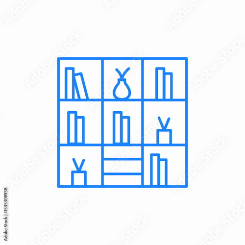 bookshelf with books icon sign vector