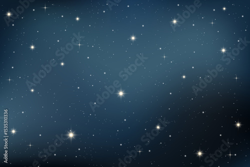 Dark winter night sky illustration with a glowing gradient, shining stars, celestial constellations, and abstract cosmic pattern. Vector design is perfect for magical astrology wallpaper or backdrop