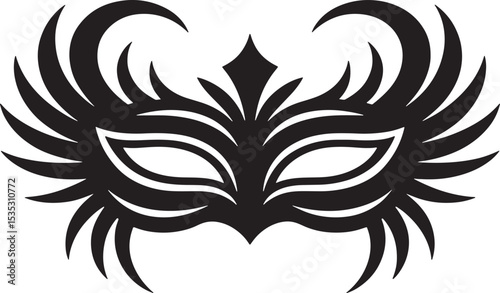 Tribal Mask Design Element With Sharp Lines And Ornate Details
