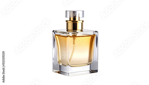 Amber perfume bottle isolated on transparent background