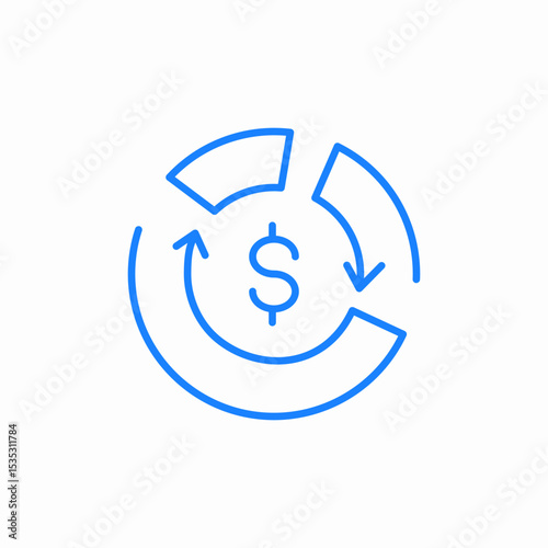 dollar currency cycle icon sign vector