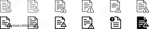 Document with Alert Sign Icon – Risk Warning in Agreements or Policies, Document with alert sign icon. Vector illustration representing risk, warning, or caution in agreements, legal policies,