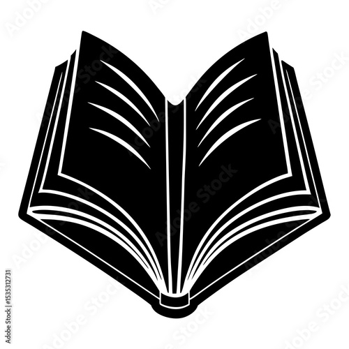 Open Book Vector | Generative AI & Linocut Silhouette Illustration