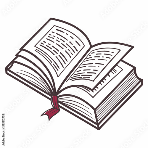 Open Book Vector | Generative AI & Linocut Silhouette Illustration