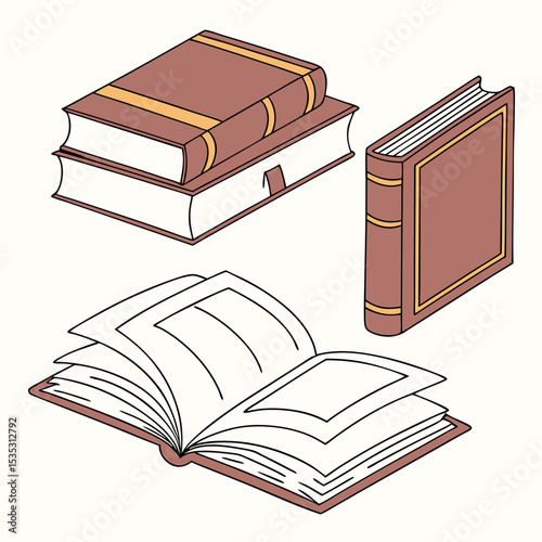 Books Vector Set | Generative AI and Linocut Silhouette Design