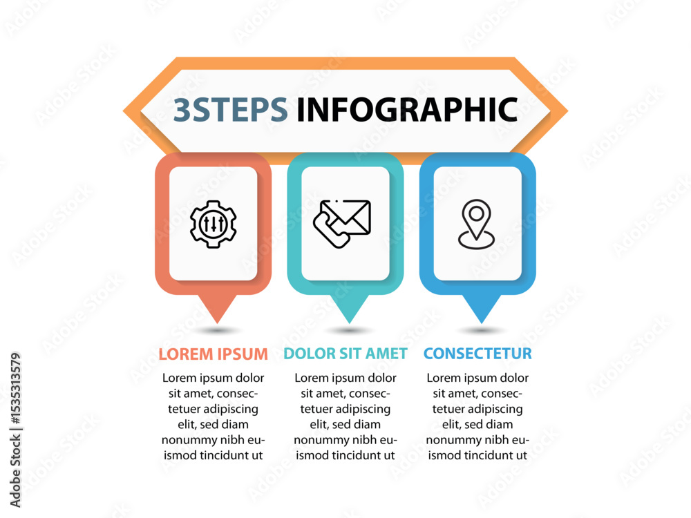 Fototapeta premium Infographic design template. Timeline concept with 3 steps