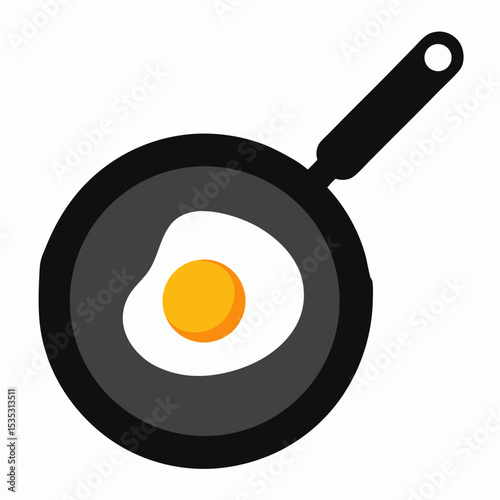 frying pan with egg icon on white background  .svg
