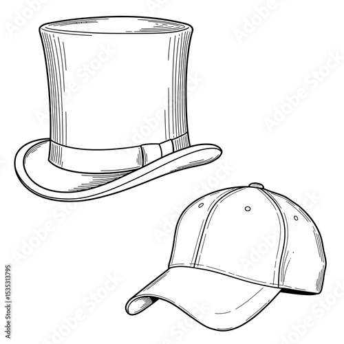 Black cap mockup. Sport baseball caps template, summer hat with visor and uniform hats different views realistic vector set. Headwear illustrations collection. Cap front, top, side, back view