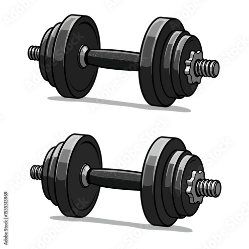 Metal dumbbell isolated on white background. Vector illustration.