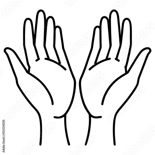 Helping Hands Line Art Vector