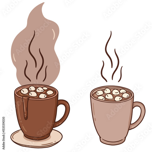 White realistic coffee cup with smoke isolated on transparent background