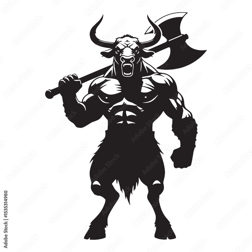 custom made wallpaper toronto digitalDark Realm Minotaur Depiction from Uncharted Wilderness Outline with Chilling Effect - minotaur silhouette - minotaur vector - silhouette of minotaur - Minotaur illustration
