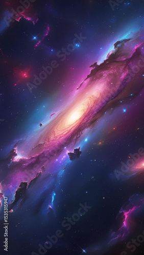 space background with stars and clouds
