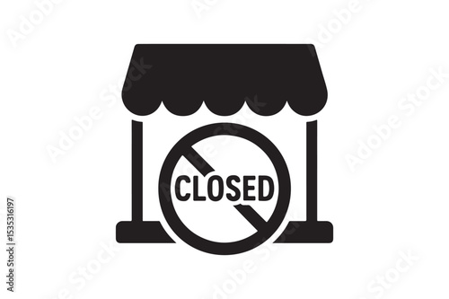 Close Store silhouette vector with white background