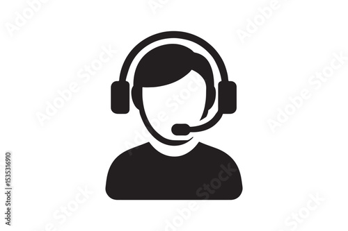 Customer Support silhouette vector with white background