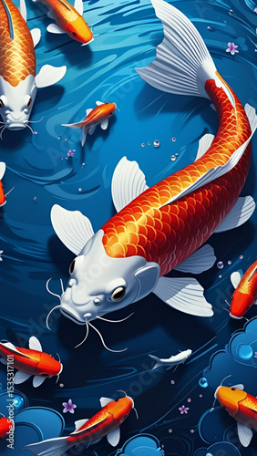 koi fish in the pool