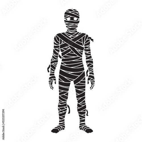 Iconic Mummy Legendary Revived Being Concept Graphic with Timeless Presence and Austere Profile - mummy silhouette - mummy vector - silhouette of mummy
