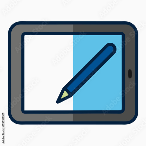 tablet with stylus icon on white background  .svg