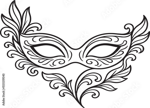 Ornate Masquerade Mask With Floral Decorations Vector Illustration