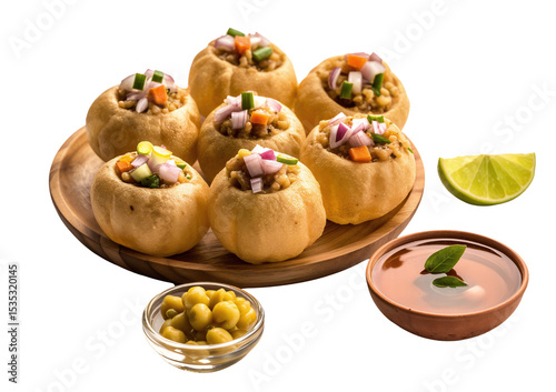 Delicious Indian Street Food Pani Puri Presentation