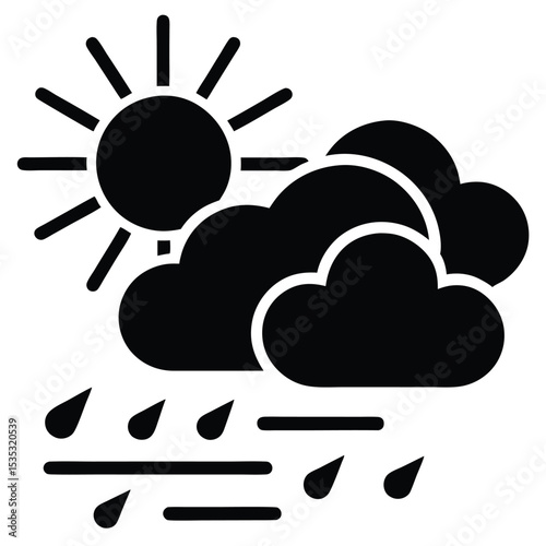Sunny and Rainy Weather Icon A Perfect Blend of Sun, Clouds, and Rain
