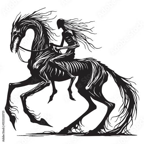 Haunting Vector Massive Nuckelavee Outline Figure of the Depths with Swirling Eddies - nuckelavee silhouette - nuckelavee vector - silhouette of nuckelavee
