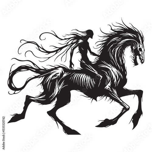 Classic Skinless Nuckelavee Vector with Traditional Proportions and Mythological Accuracy - nuckelavee silhouette - nuckelavee vector - silhouette of nuckelavee - Nuckelavee illustration
