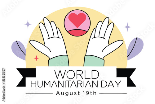 World humanitarian day greeting card design august 19th commemorative illustration